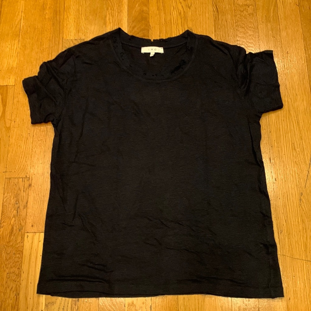 IRO Distressed Crew Neck Linen T-shirt